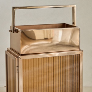 Wholesale Stainless Steel Rose <b>Gold</b> Plated Candle Holder <b>Lantern</b> Handmade Rectangular Shape <b>Lanterns</b> for Home Decorations - Product Image 4