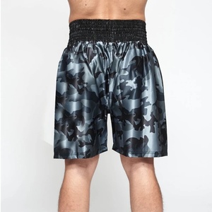 Shorts de boxe en satin gris camouflage de haute qualité avec ceinture noire - Shorts professionnels de Muay Thai et de Kickboxing - Équipement d'entraînement MMA - Product Image 5