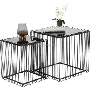 Voll von Edelstahl Aluminium Draht Tisch ausgefallene Design Top mit Morrir Home Use Gadgets Schwarz Custom Antique Rechteck Form
