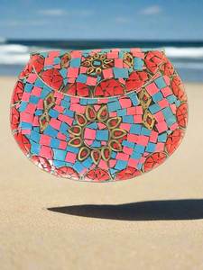 AUREVIA CRAFTS Bolso de Mano de Hierro con Mosaico Kundan de Imitación Antigua Chapado a Mano, Multifuncional, con Perlas, para Fiestas y Eventos - Product Image 2