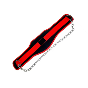 Ceinture de musculation avec chaîne, réglable, en néoprène, support lombaire, fermeture auto-agrippante, pour entraînement en salle de sport, noir et rouge - Product Image 3