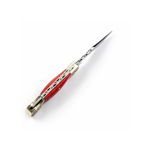 Cuchillo Plegable con Mango Rojo de PAK ENTERPRISES, con Empuñaduras Metálicas Decorativas, Hoja de Acero Inoxidable, Cuchillo de Bolsillo - Product Image 3