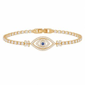 Pulsera con diseño de ojo y circonita cúbica brillante, cadena de tenis de latón para mujer, accesorios de joyería de lujo para fiestas - Product Image 3