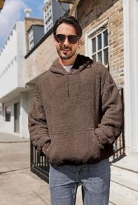 Men's Sherpa <b>Fleece</b> Hoodie Winter Warm <b>Teddy</b> Pullover Sweatshirt Custom Men's <b>Teddy</b> <b>Fleece</b> Hoodie Oversized Sherpa Sweatshirt - Product Image 3