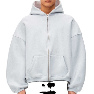 Nuevo diseño personalizado Zip up Hoodies para hombres Plus Size Boxy Fit Drop Shoulder Hoodie con cremallera Grueso Oversized Hoodies Unisex - Product Image 1