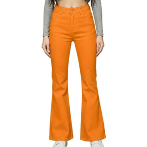 Pantalones Casuales de Mujer, Elásticos, Corte Acampanado, Cintura Alta, 100% Algodón, Transpirables, Proveedor de Ropa Personalizada OEM ODM, Fábrica al por Mayor, Premium - Product Image 1