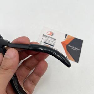 Pince à extensions capillaires pour micro-anneaux et perles, outil de pose de perles, pince à pression en acier inoxydable noir mat, personnalisable avec logo - Product Image 5