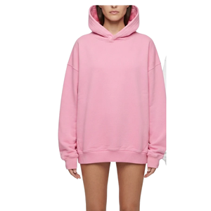 Sudadera con Capucha Oversize para Mujer, Manga Larga, Casual, 100% Algodón Ecológico, Rosa y Blanca, con Logotipo Frontal - Product Image 2