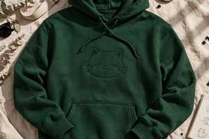 Sweat-shirt à capuche noir pour homme avec imprimé chat de dessin animé, coupe classique, en molleton de coton, décontracté, écologique, avec poche - Product Image 5