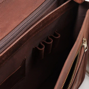 <b>Mens</b> Brown Leather Laptop Briefcase Classic Shoulder <b>Bag</b> Multifunctional Office Case <b>for</b> Laptops - Flap Style Office Laptop <b>Bag</b> - Product Image 4