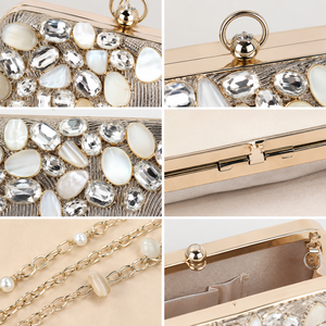 New Design Mini Heavy MOP <b>Clutch</b> Mother of Pearl Stone Work Bridal Party Wedding Evening Handbag for Women Designer Purse - Product Image 3