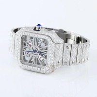 Montre unisexe de luxe en gros, style mode, sertie de diamants, à mouvement quartz, cadran squelette, avec aiguilles, pour hommes et femmes