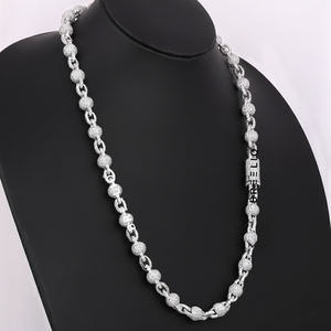 Trendy 925 Sterling Silver Moissanite Diamond 8 MM Link Chain Necklace with VVS Clarity Platinum and Gold Accent for Women <b>Men</b> - Product Image 3