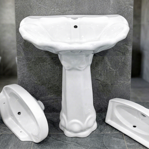 Lavabo sur pied Vistaar en céramique, forme carrée, pour salle de bain - Product Image 4