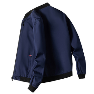 M-4XL hommes veste automne mince à manches longues Baseball uniforme coupe-vent cyclisme veste solide fermeture éclair veste décontractée-bleu marine, 4XL - Product Image 1