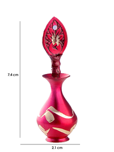 Vase en métal rouge avec motif doré en relief, forme irrégulière, art populaire, décoration d'intérieur, finition émaillée sculptée à la main - Product Image 3