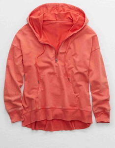 Sudadera con Capucha para Mujer, Color Coral, Manga Larga, Tejida, Transpirable, Informal para Otoño - Product Image 1