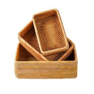 Handwoven Rattan Rectangle Fruit Basket Eco Friendly Storage Basket for Kitchen Dining & Home Decor - Product Image 1