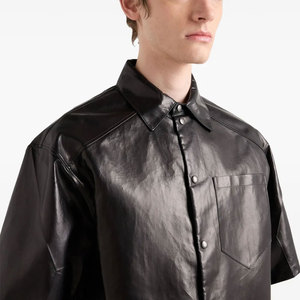 Camisa de Cuero de Alta Gama para Hombre, Botones Frontales Clásicos, Corte Elegante e Informal, Cuero Genuino, Hecho a Medida, Marca Privada, Venta al Por Mayor - Product Image 4