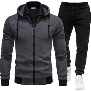 Conjunto deportivo personalizado para hombre, chándal ajustado con capucha y cremallera, pantalones jogger, ropa deportiva para gimnasio, sudadera, trajes para correr, ropa atlética. - Product Image 1
