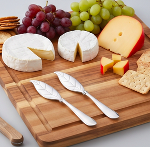 Juego de 2 cuchillos para queso de acero inoxidable con forma de hoja, espátula para queso plateada, apta para lavavajillas, para uso doméstico - Product Image 6