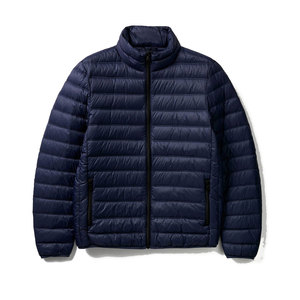 <b>Men's</b> <b>Navy</b> Blue <b>Quilted</b> Puffer <b>Jacket</b> Stand Collar Zipper Closure Heavyweight Windproof Breathable Casual Winter Wear Front - Product Image 2