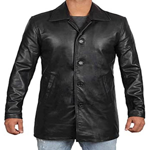 Blouson moto en cuir PU pour homme, col montant, fermeture éclair, couleur unie, style motard, coupe classique, idéal pour l'automne - Product Image 6