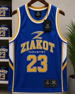 Wholesale Direct Ziakot Industry Custom Blue Black-White Round Neck Sublimation Basketball Uniform Jersey - Product Image 6