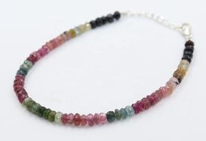 Bracelet artisanal en tourmaline multicolore à facettes, perles rondes de 4 mm, avec trou de 0,40 mm, Indian Gem Store - Product Image 3