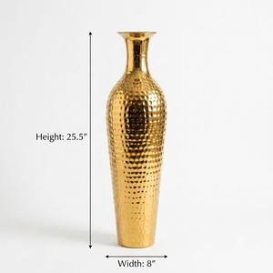 Handcrafted Hammered Metal Floor <b>Vase</b> <b>Tall</b> Decorative Floral Display Vessel for Elegant Living Room Entryway and Interior decor - Product Image 2