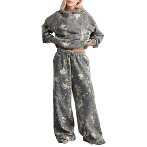 Conjuntos de 2 Piezas para Mujer, Sudaderas con Capucha y Pantalones Deportivos con Estampado de Hojas de Arce, Trajes Deportivos - Product Image 1