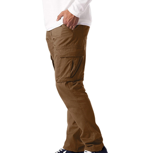 Pantalones Cargo Marrones para Hombre, Cintura Media, Cierre de Cremallera, Estilo Workwear, con Múltiples Bolsillos - Product Image 4