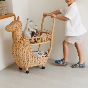 Carritos de juguete de madera para juego de simulación, carrito de juguete de ratán tejido, carritos de té para niños, gran oferta, carritos de juguete para bebidas - Product Image 6