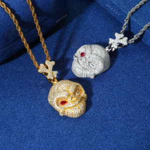 Pendentif Crâne Moissanite Iced Out - Bijoux Hip Hop Horreur en Argent 925 avec Moissanite, Pendentif Breloque Crâne avec Anneau en Forme d'Os - Product Image 5