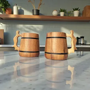 Taza de agua decorativa de madera de súper calidad con diseño rústico clásico para el hogar y la mesa de comedor, y tazas de café para uso en el hogar y en bares. - Product Image 1