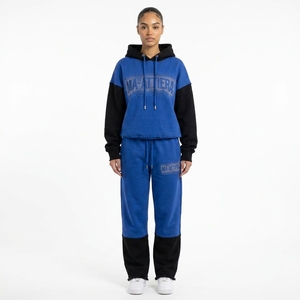 Conjunto Deportivo de Sudadera con Capucha y Pantalones Jogger para Mujer, Color Azul y Negro, Estilo Casual Urbano - Product Image 5