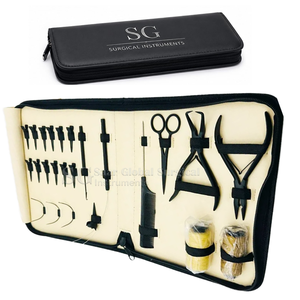 Kit profesional de herramientas para extensiones de cabello de acero inoxidable en color negro para aplicación de extensiones de cabello en salón. - Product Image 3