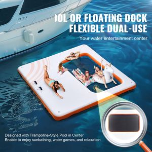 Piattaforma Galleggiante Gonfiabile 10x10FT e Trampolino 4x7FT con Rete, Piscina Antiscivolo in PVC per Sport Acquatici - Product Image 2