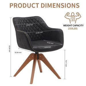 เก้าอี้หนังนิ่มสีดำทันสมัยสำหรับสำนักงานพร้อมขาไม้โอ๊คสำหรับพื้นที่ขนาดเล็ก-ชุดละ2ชิ้น - Product Image 2