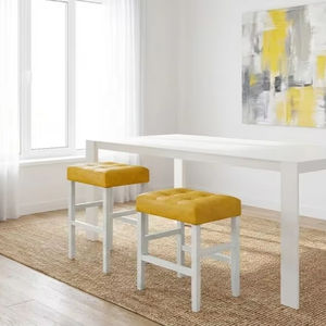 Ensemble de 2 tabourets de bar et de comptoir en cuir PU, ensemble de tabourets capitonnés en cuir PU, ensemble de tabourets rembourrés en PU avec structure en bois massif, hauteur bar et comptoir - Product Image 1