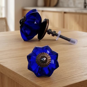 Ba Melon Blue Glass Cabinet <b>Knob</b> Industrial Design Eco-Friendly Furniture Handle for Bedroom and Warehouse Durable - Product Image 3