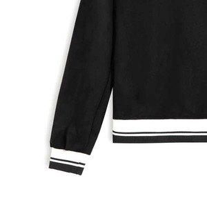 Blouson universitaire unisexe personnalisé en laine, style bomber, motif géométrique, col montant, à capuche, épais, pour l'hiver - Product Image 4