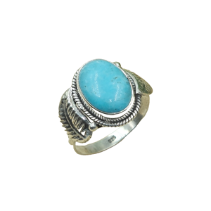 Natural <b>Turquoise</b> <b>Ring</b> Handmade 925 Sterling Silver Vintage Leaf Design Boho Statement Jewelry Gift for Women Christmas gift her - Product Image 1