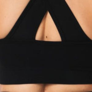 Black Women's <b>Cross</b> Back Sports Bra Quick Dry Performance Workout Crop <b>Top</b> for Gym Yoga Running Fitness Activewear - Product Image 4