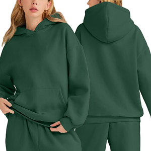 Sweat-shirt à capuche surdimensionné pour femme, couleur unie, manches longues, en coton tricoté, vêtements d'automne - Product Image 3