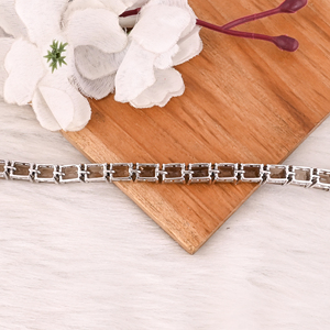 Luxury Natural Smoky Quartz 925 Sterling Silver Tennis <b>Bracelet</b> with Claw Setting for Unisex Wedding Gift - Product Image 3