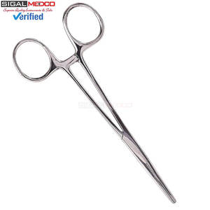Pinza hemostática Kelly médica de bloqueo manual, 5.5 pulgadas, acero inoxidable plateado, con mango de bloqueo de trinquete, instrumento quirúrgico - Product Image 1