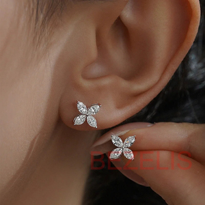 Modernos Pendientes con Corte Marquesa, Diamantes Cultivados en Laboratorio de Color E de Primera Calidad, 2 Quilates, Claridad SI, Corte Excelente, CVD - Product Image 2