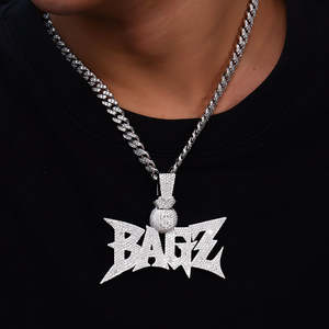 จี้ห้อยคอแบบกำหนดเองได้ พร้อมเพชรเลี้ยงในห้องปฏิบัติการ เงินแท้ 925 สร้อยคอแบบฮิปฮอปสลักข้อความส่วนตัว สำหรับงานแต่งงานและงานปาร์ตี้ - Product Image 1