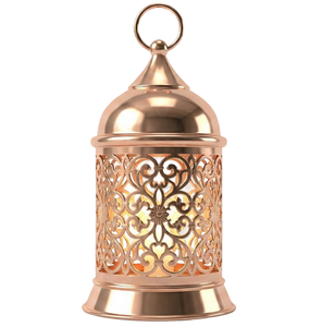 Rose Gold Filigree Lantern Decorative Candle Holder Ornamental Lighting Charming Radiance - Product Image 1